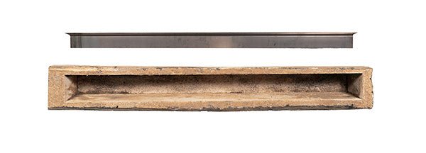 Tavern Timbered Beam Non-Combustible Mantel Shelf RIVER ROCK Finish - ExceptionalFire