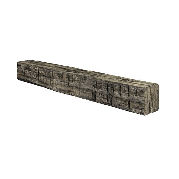 Tavern Timbered Beam Non-Combustible Mantel Shelf RIVER ROCK Finish - ExceptionalFire