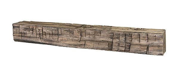 Tavern Timbered Beam Non-Combustible Mantel Shelf RIVER ROCK Finish - ExceptionalFire