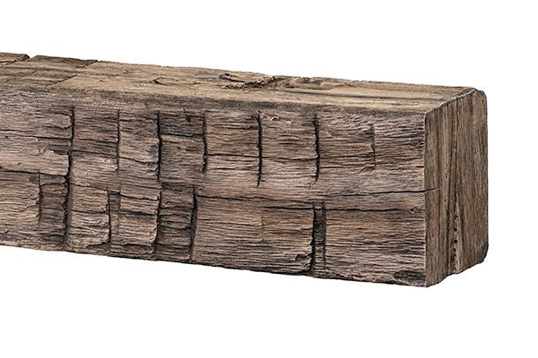Tavern Timbered Beam Non-Combustible Mantel Shelf RIVER ROCK Finish - ExceptionalFire