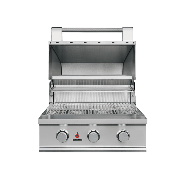 TrueFlame TFE Grill 25 Inch built-in stainless steel outdoor barbecue with 14,000 BTU burners and heat zone separators