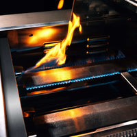 TrueFlame 40 inch built-in stainless steel grill with active flame and burner ignition