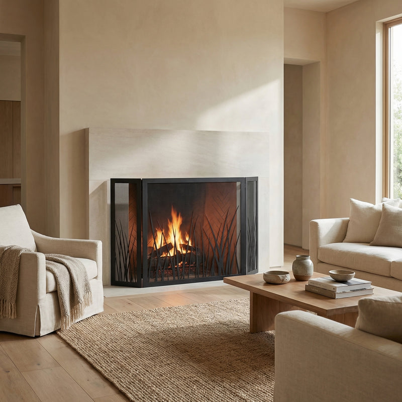 Steel Custom Folding Free Standing Fireplace Screens Options- Sawgrass