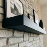 Non-Combustible Metal Fireplace Mantel Shelf | Custom Floating Mantel, Black