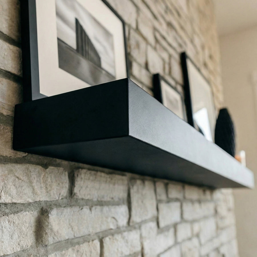 STEEL MANTEL/ 49" W X 4" H X 10" D / FINISH: PIANO BLACK