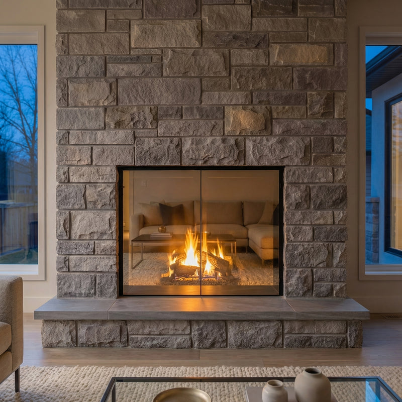 Odyssey - Masonry & Prefab Solar Reflective Fireplace Glass Doors | Custom