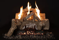18-inch Weathered Oak Single-Sided Ventless Gas Log Set with realistic Red Oak logs and adjustable flame burner