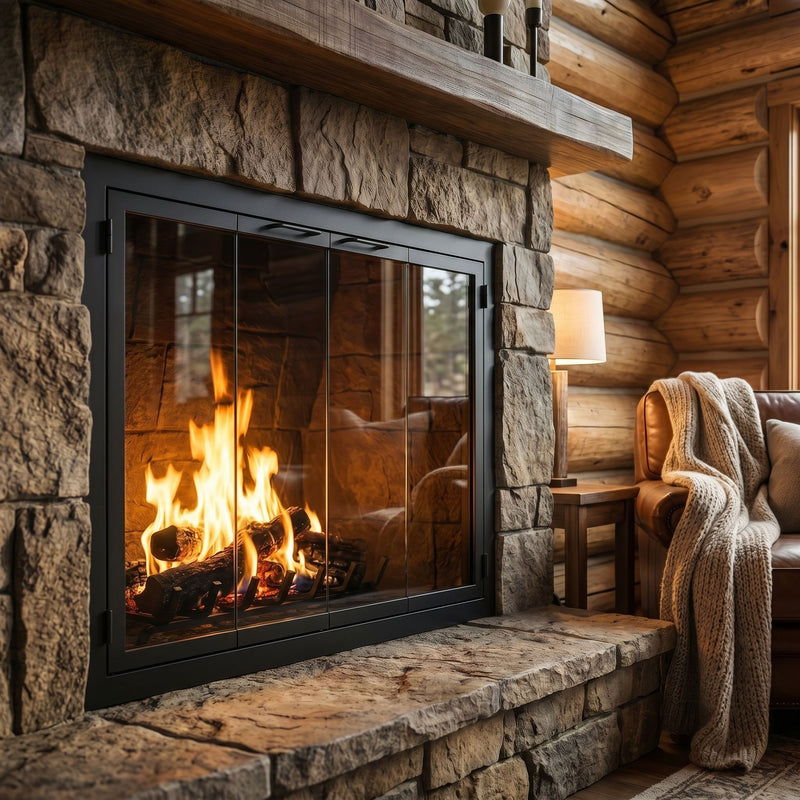 Carolina Sleek Steel Fireplace Glass Doors | Masonry & Prefab | Custom