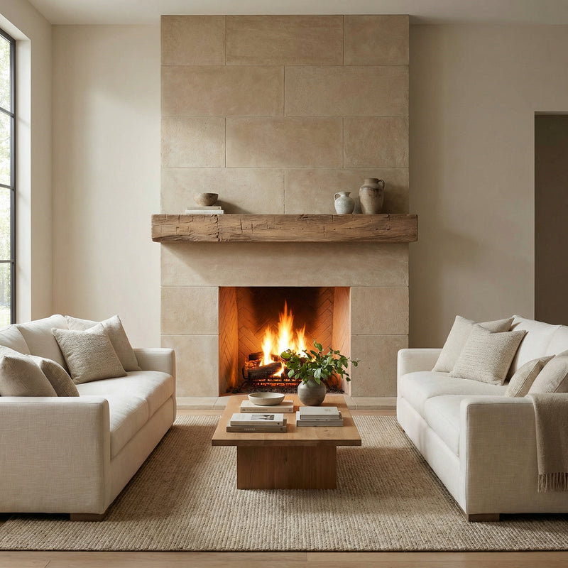 Hayloft Non-Combustible Concrete Mantel Shelf Pale Honey Finish