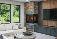 Majestic Corner Series gas fireplace angle lifestyle room shot