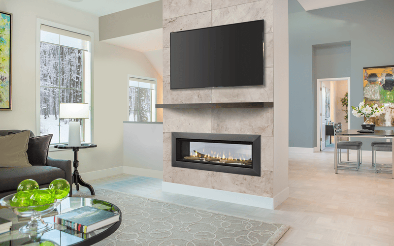 Majestic Echelon II See-Through gas fireplace lifestyle room shot