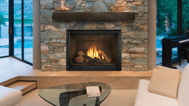 Heat & Glo 6KX 36 Direct Vent Traditional Gas Fireplace (Liquid Propane, Tranquil Greige Herringbone Interior) | Model 6KX-LP-TG