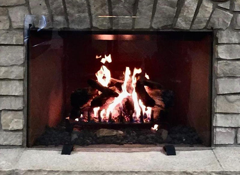Frameless Clear Glass Fireplace Screen with Feet, Options