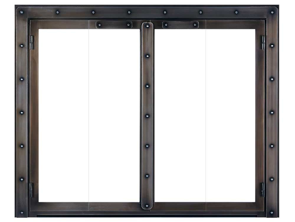 Steel Fireplace Glass Door Masonry & Zero Clearance - Black Rock - ExceptionalFire