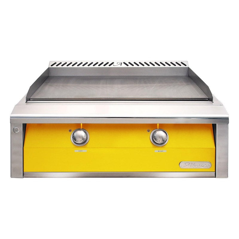 Alfresco 30-Inch Freestanding Natural Gas Griddle in Traffic Yellow