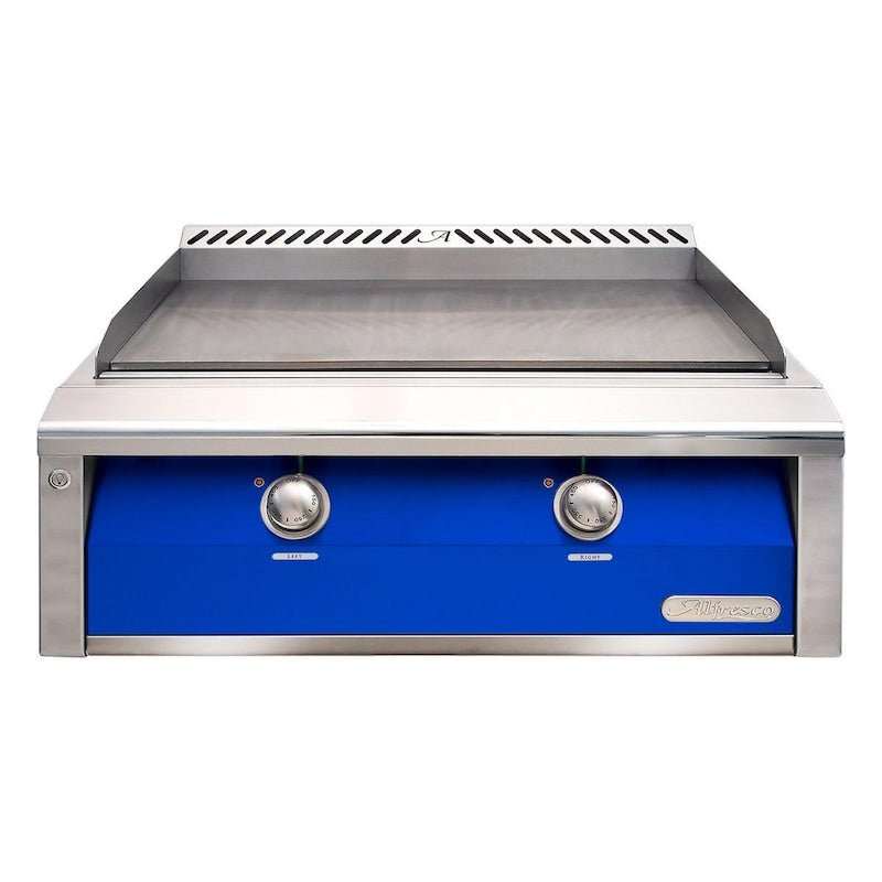 Alfresco 30-Inch Freestanding Natural Gas Griddle in Ultramarine Blue - ExceptionalFire
