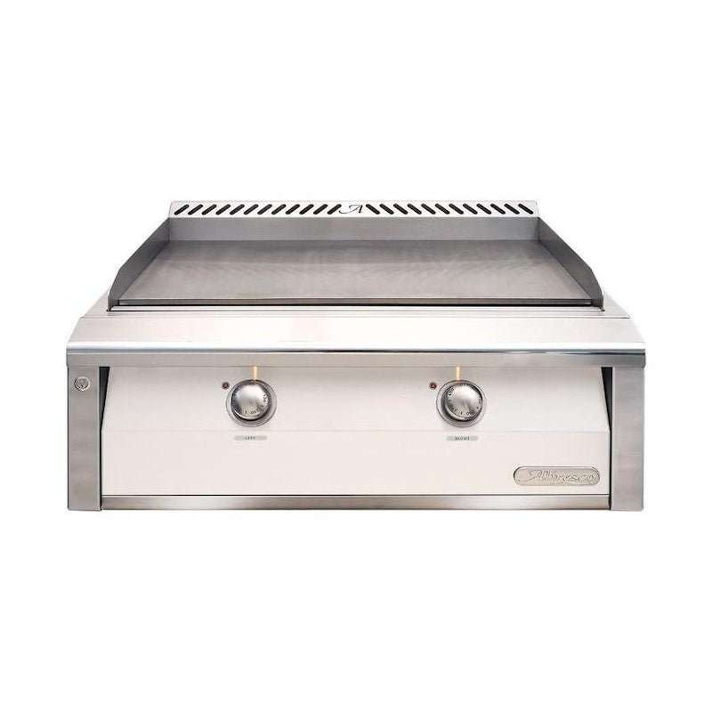 Alfresco 30-Inch propane griddle with dual-zone controls and stainless steel finish