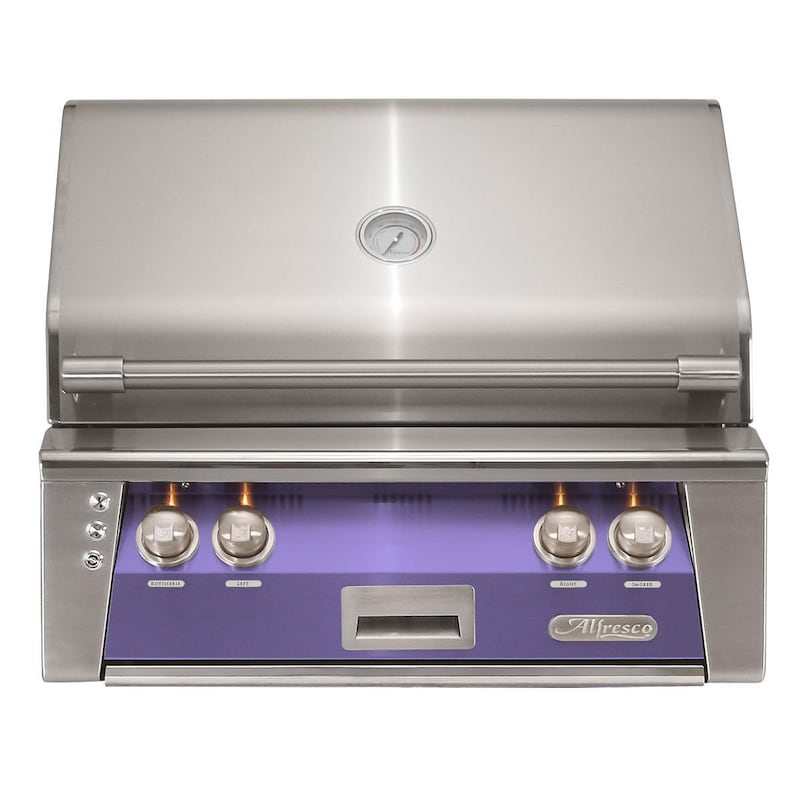 Alfresco ALXE 30-Inch Built-In Natural Gas Grill With Rotisserie in Blue Lilac - ExceptionalFire