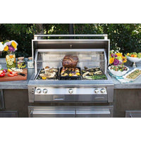 Alfresco ALXE 30-Inch Built-In Natural Gas Grill With Rotisserie in Raspberry Red - ExceptionalFire