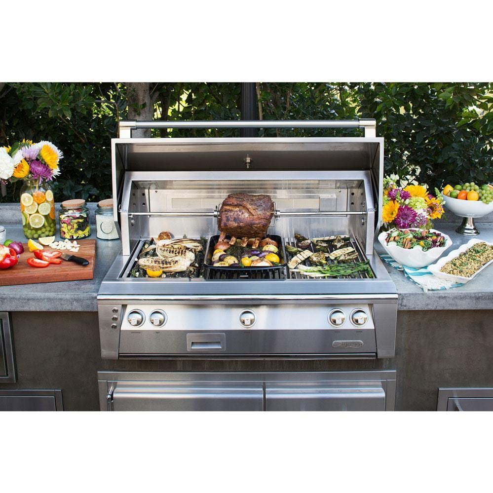 Alfresco ALXE 42-Inch Built-In Natural Gas Grill With Rotisserie in Raspberry Red