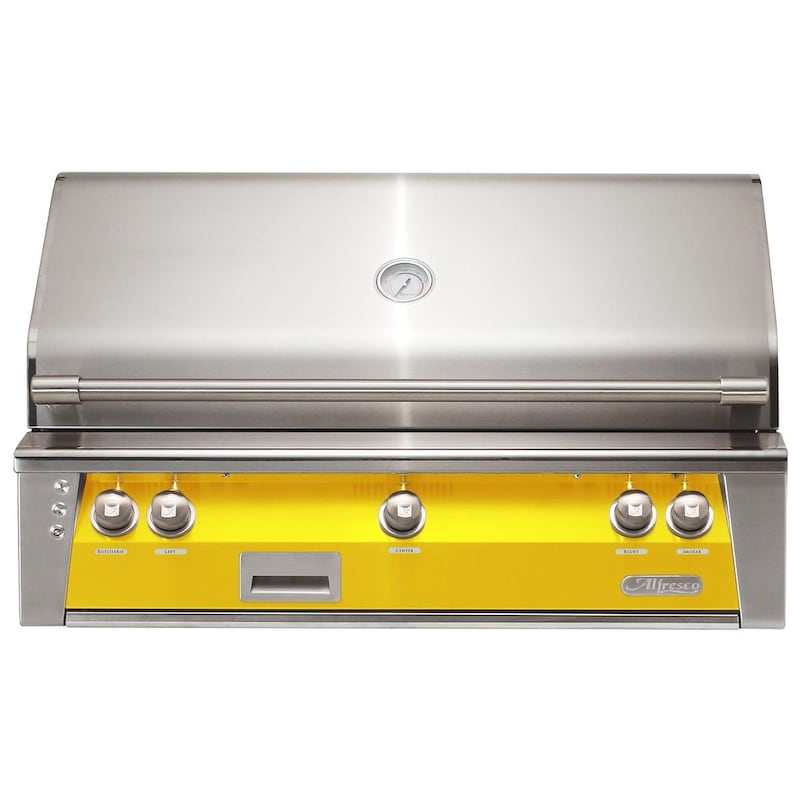 Alfresco ALXE 42-Inch Built-In Natural Gas Grill With Rotisserie in Traffic Yellow