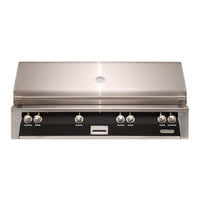 Alfresco ALXE grill built-in stainless steel gas grill control panel with knobs and thermometer