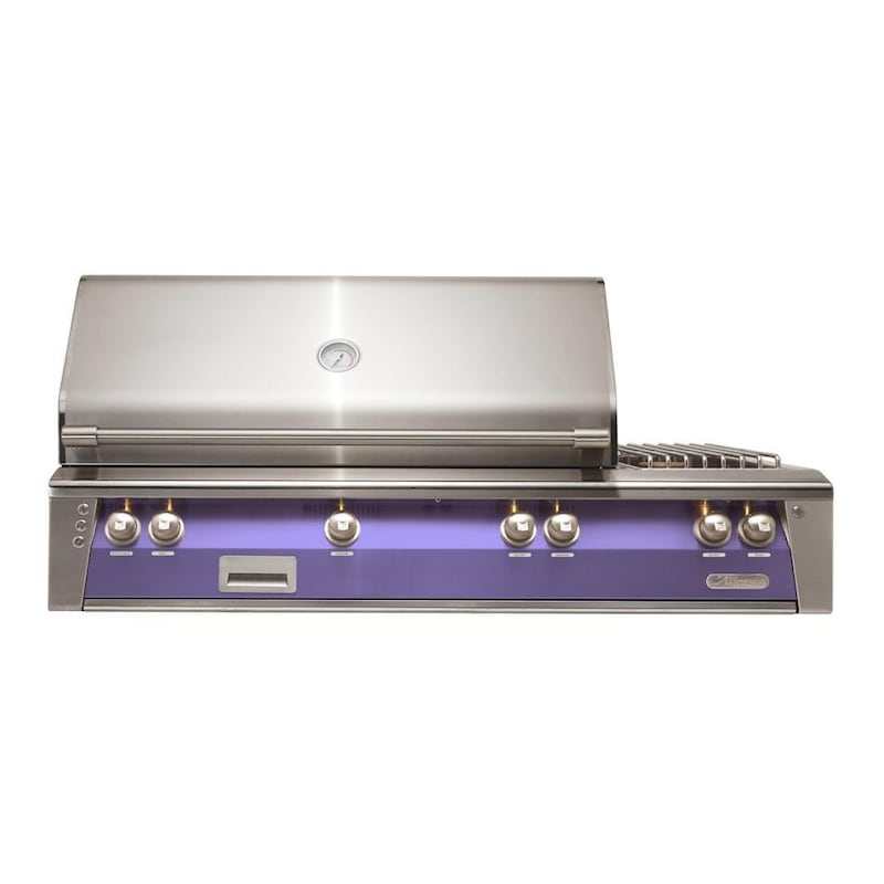 Alfresco ALXE 56-Inch Built-In Natural Gas Deluxe Grill With Rotisserie And Side Burner in Blue Lilac