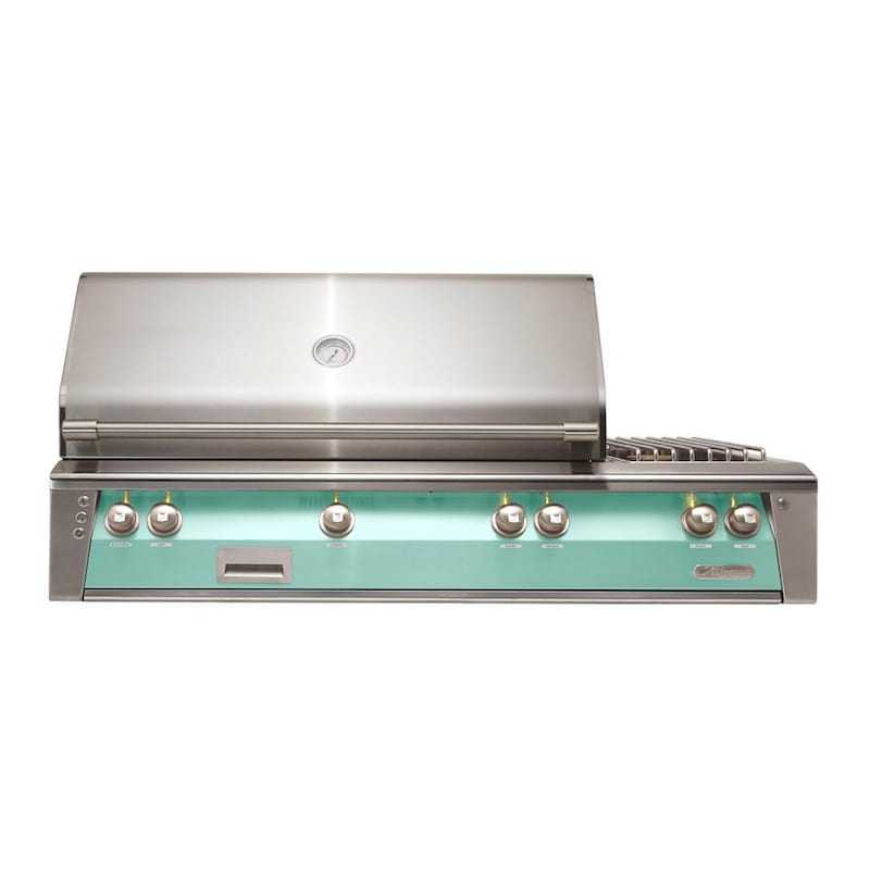 Alfresco ALXE 56-Inch Built-In Natural Gas Deluxe Grill With Rotisserie And Side Burner in Light Green
