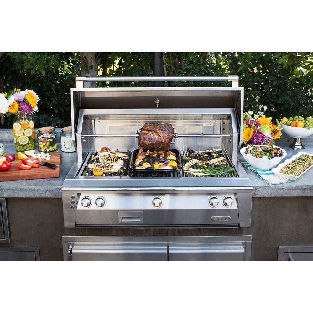 Alfresco ALXE 56-Inch Built-In Natural Gas Deluxe Grill With Rotisserie And Side Burner in Signal Gray