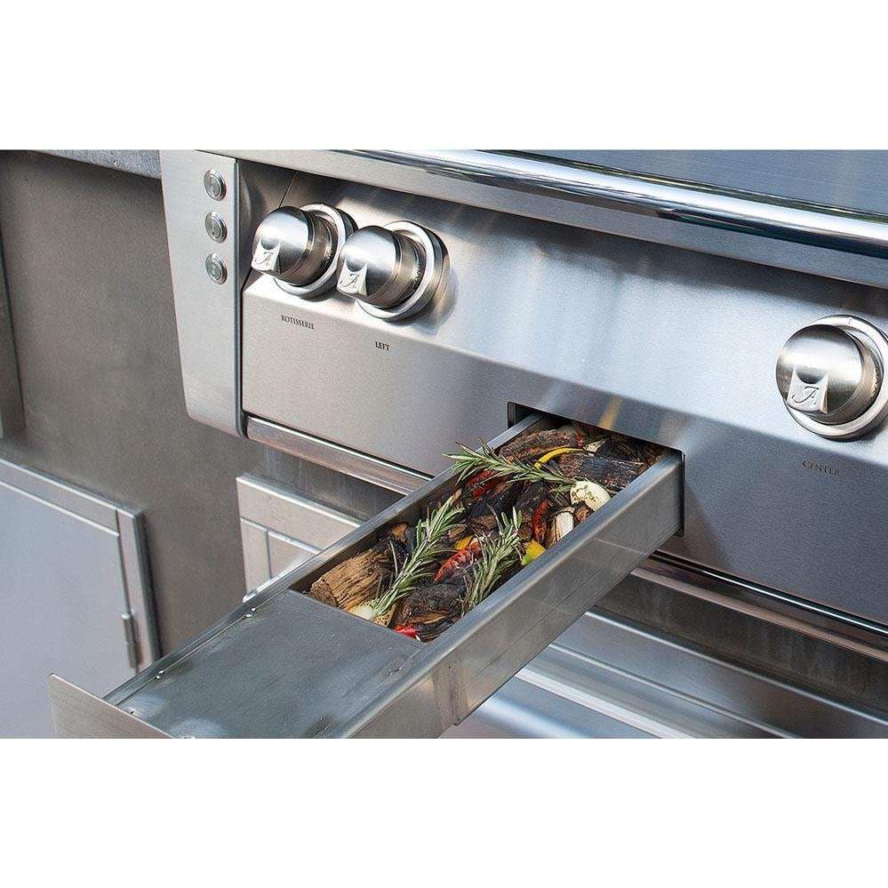 Alfresco ALXE 56-Inch Built-In Natural Gas Deluxe Grill With Rotisserie And Side Burner in Signal Gray
