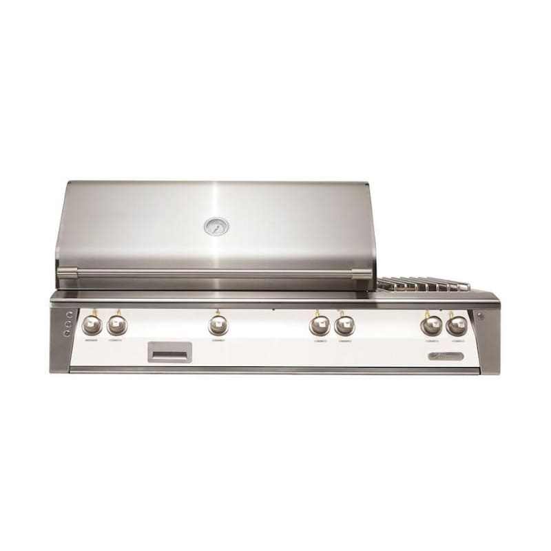 Alfresco ALXE 56-Inch Built-In Natural Gas Deluxe Grill With Rotisserie And Side Burner in Signal White Matte