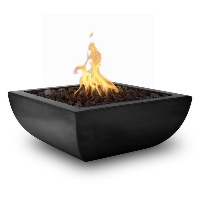 Avalon Fire Bowl 24 inch natural gas fire feature with contemporary black square design