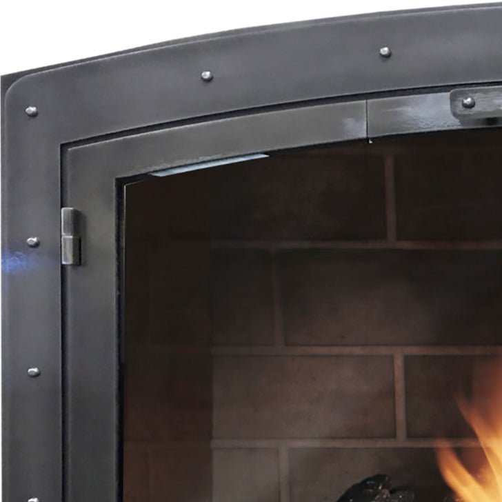 Black Rock Arch - Masonry Fireplace Glass Doors - ExceptionalFire