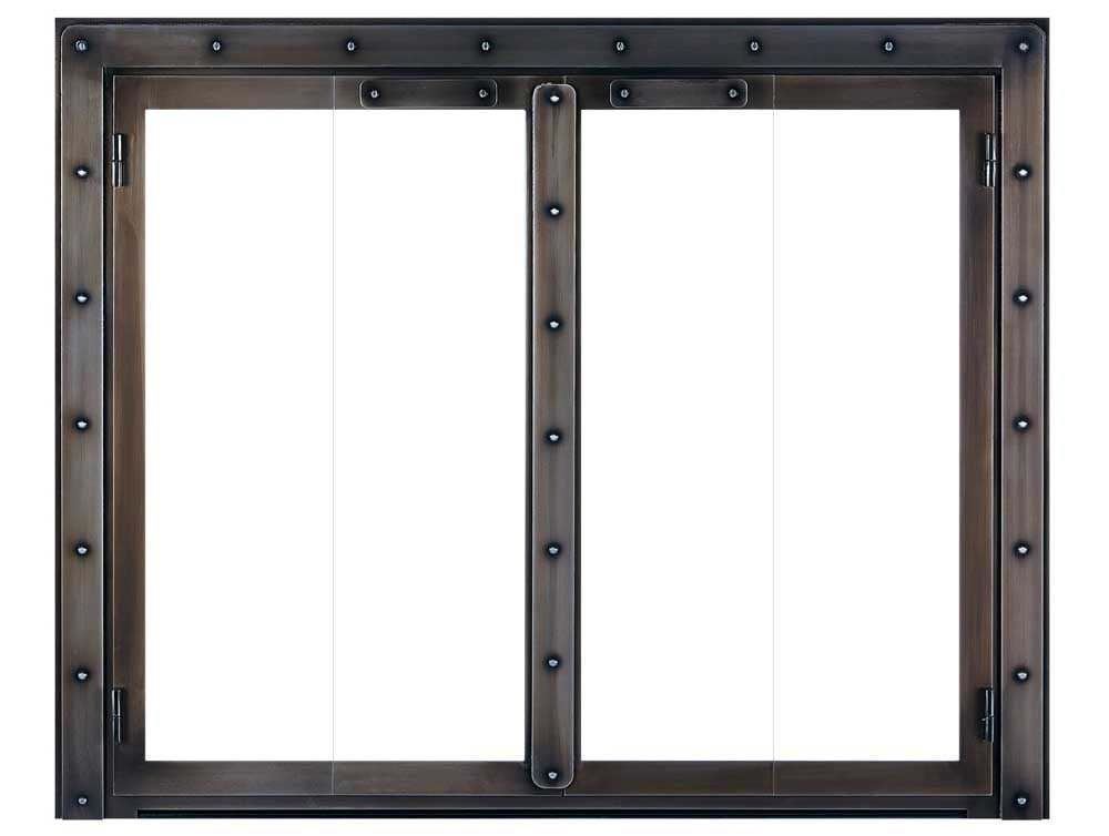 Steel Fireplace Glass Door Masonry & Zero Clearance - Black Rock - ExceptionalFire