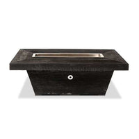Carson Gas Fire Pit table with wood grain finish and rectangular burner in dark color