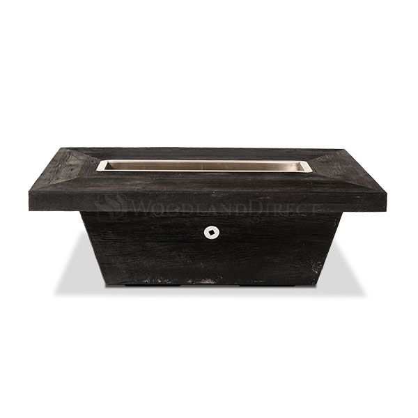 Carson Gas Fire Pit table with wood grain finish and rectangular burner in dark color