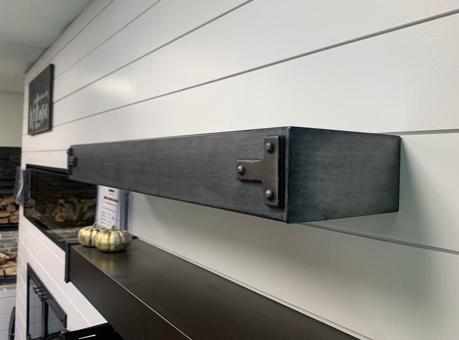 Custom Steel Fireplace Mantel Shelves, Non-Combustible, Magnetic Add-ons, Made to Order by Design Specialties