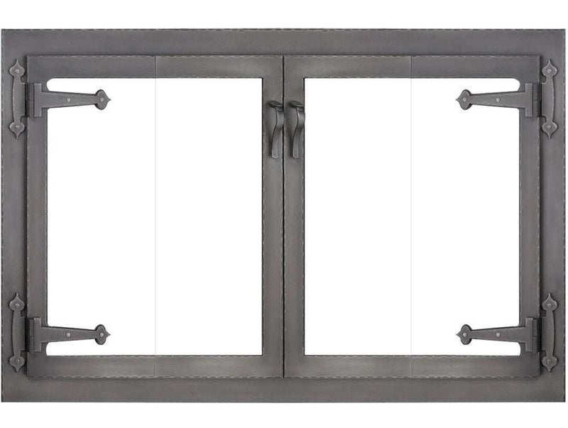 Steel Fireplace Glass Door Masonry & Zero Clearance - Hammered Edge - ExceptionalFire