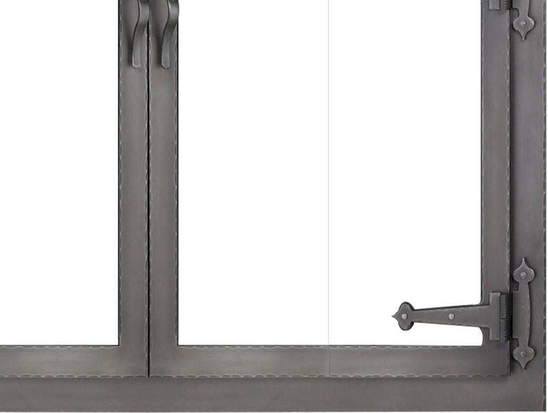 Steel Fireplace Glass Door Masonry & Zero Clearance - Hammered Edge - ExceptionalFire