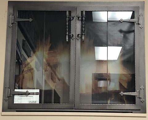 Steel Fireplace Glass Door Masonry & Zero Clearance - Hammered Edge - ExceptionalFire