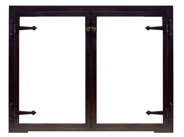 Steel Fireplace Glass Door Masonry & Zero Clearance - Hammered Edge - ExceptionalFire