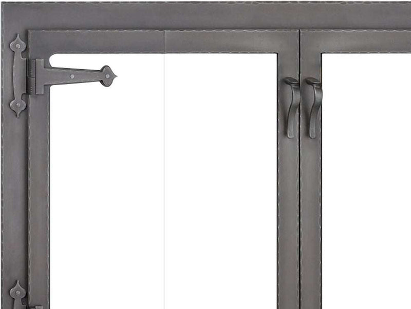 Steel Fireplace Glass Door Masonry & Zero Clearance - Hammered Edge - ExceptionalFire