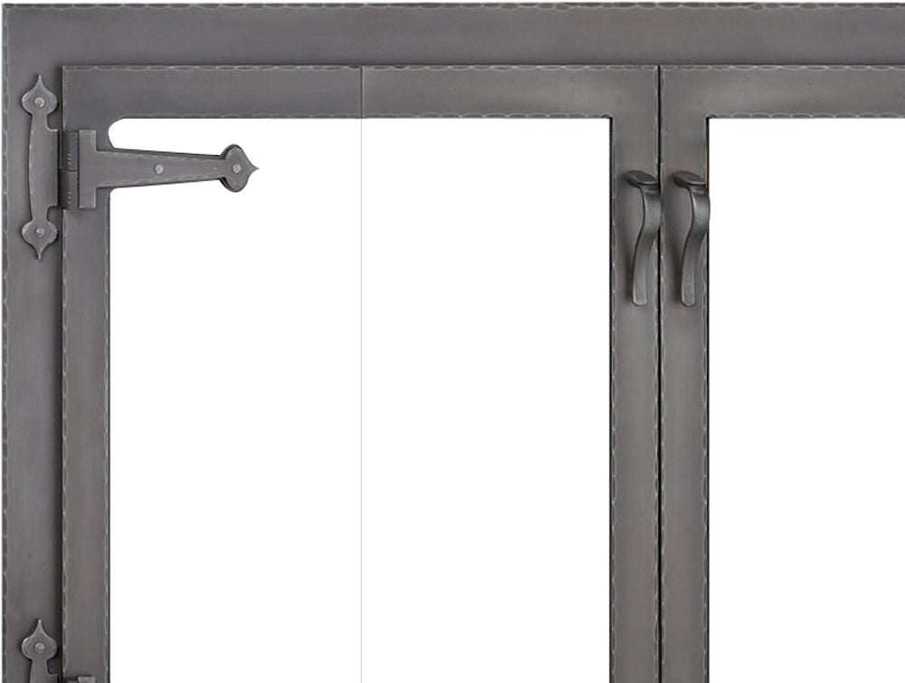 Steel Fireplace Glass Door Masonry & Zero Clearance - Hammered Edge - ExceptionalFire