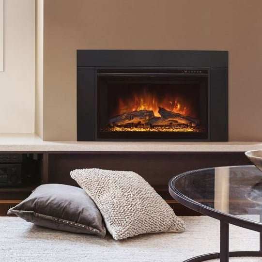 Modern Flames ZCR 2 Series 38" built-in electric firebox insert with realistic LED flames and contemporary design in a cozy living room setting