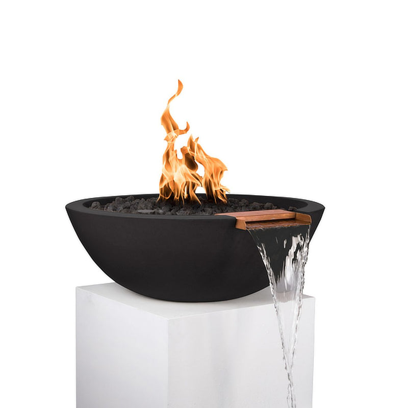 Sedona Fire & Water Bowl with natural gas fire and water waterfall feature on pedestal