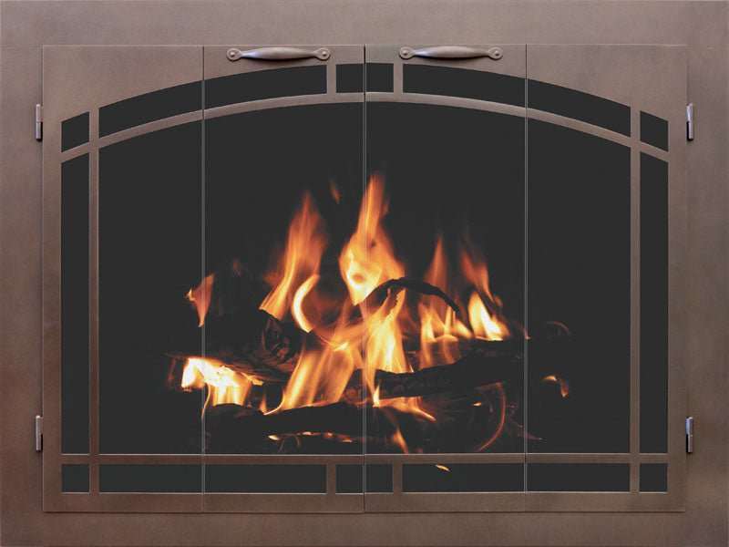 Sierra Arch Pane - Custom Steel Masonry & Prefab Fireplace Doors - ExceptionalFire