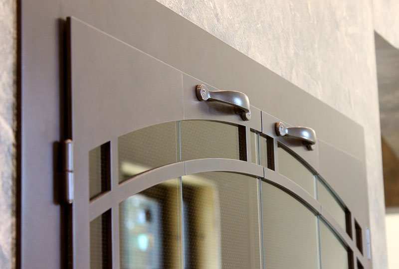 Sierra Arch Pane - Custom Steel Masonry & Prefab Fireplace Doors - ExceptionalFire