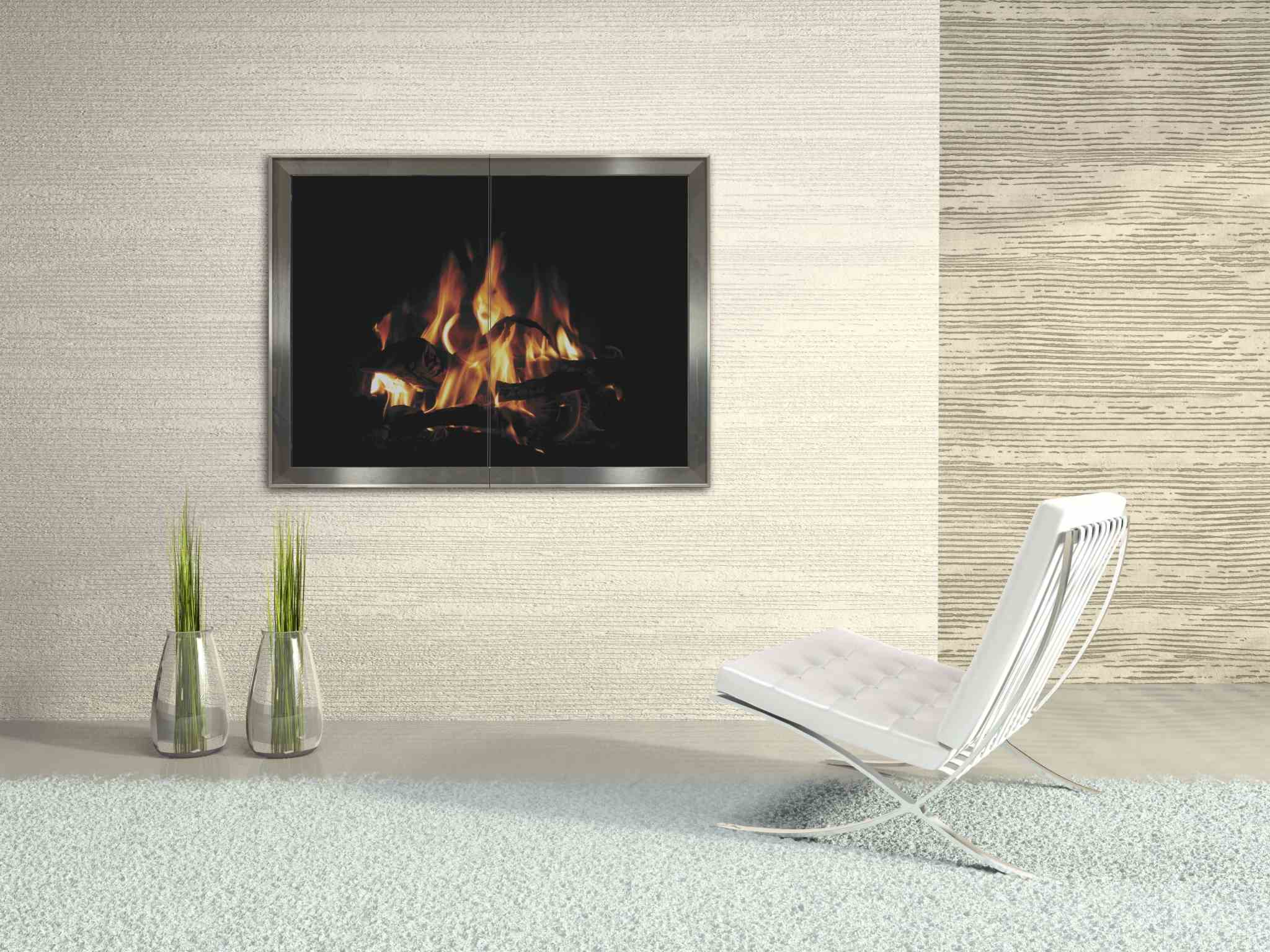 SoLita Hidden Frame - Masonry and Prefab Fireplace Doors - ExceptionalFire