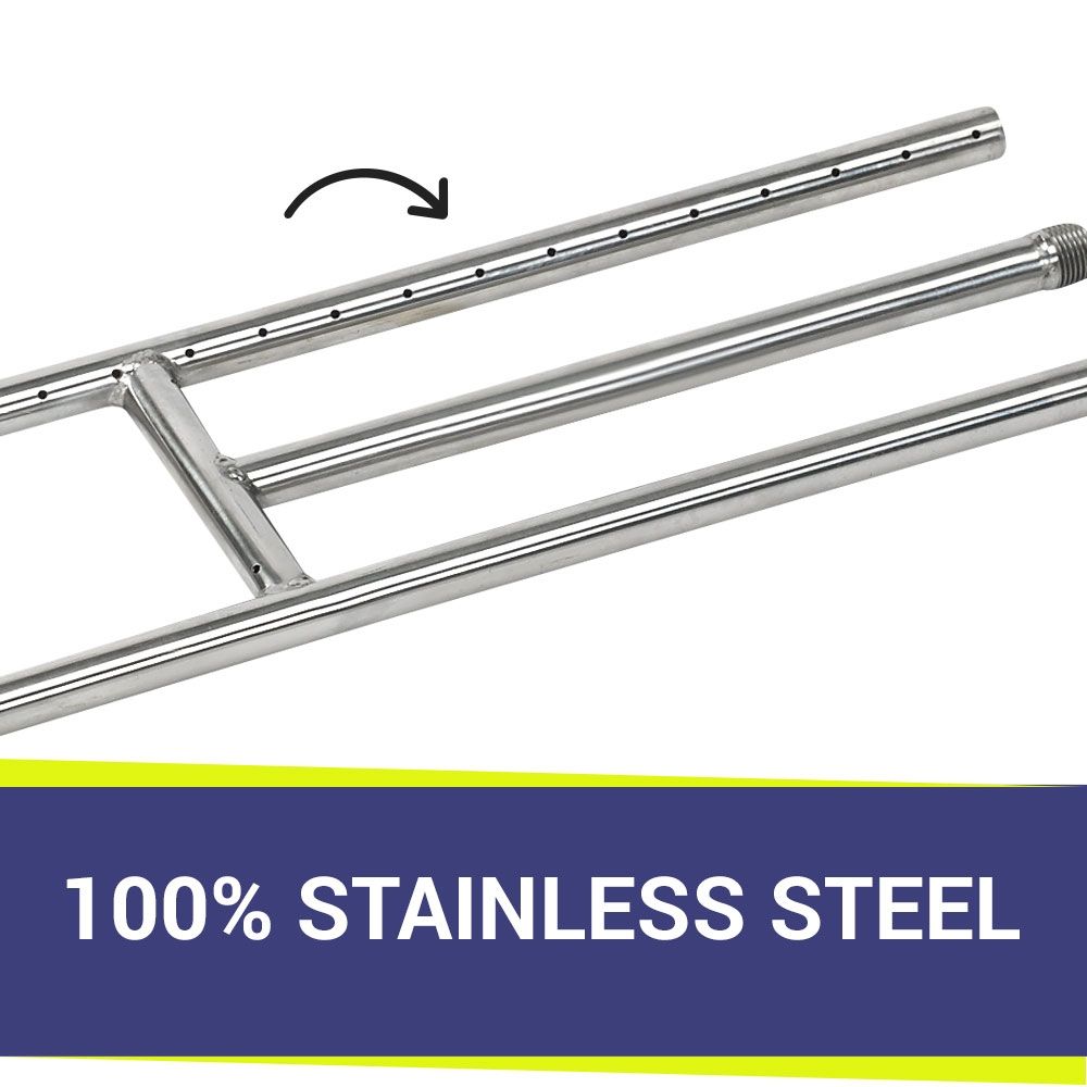 24" x 6" Stainless Steel H-Style Burner - Natural Gas