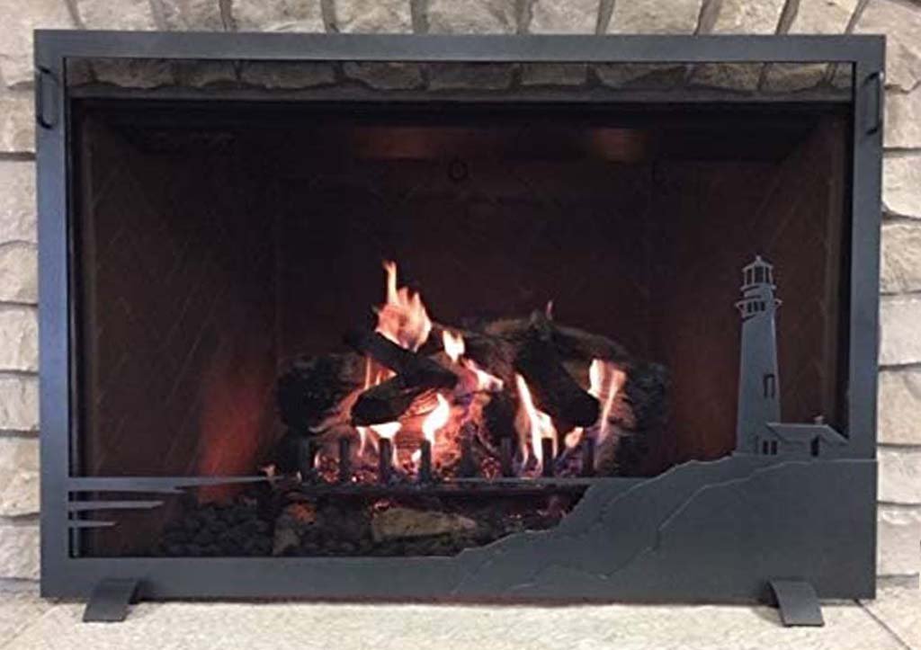 Steel Custom Single Panel Fireplace Screen Carolina Coastal- Custom Size - ExceptionalFire